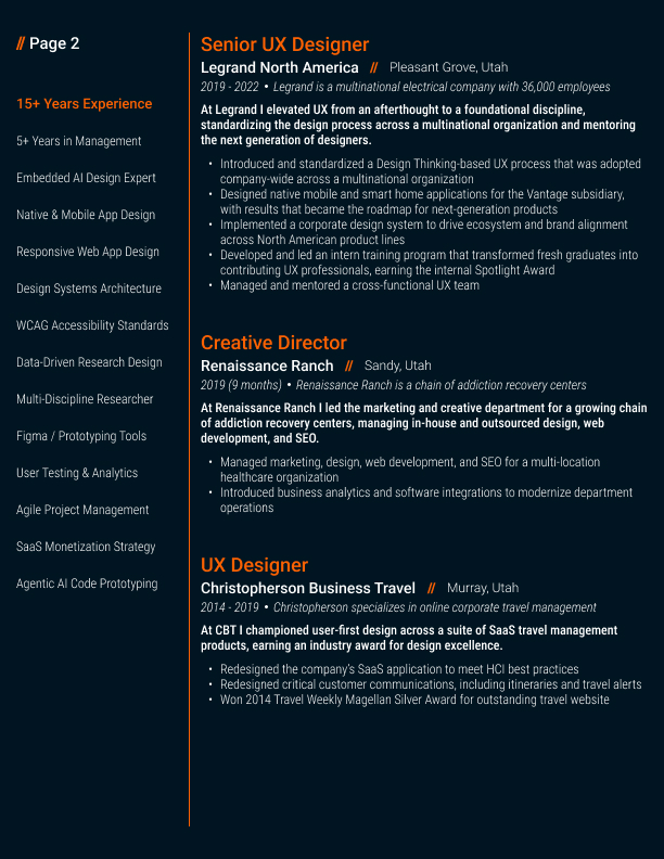 Resume page 2
